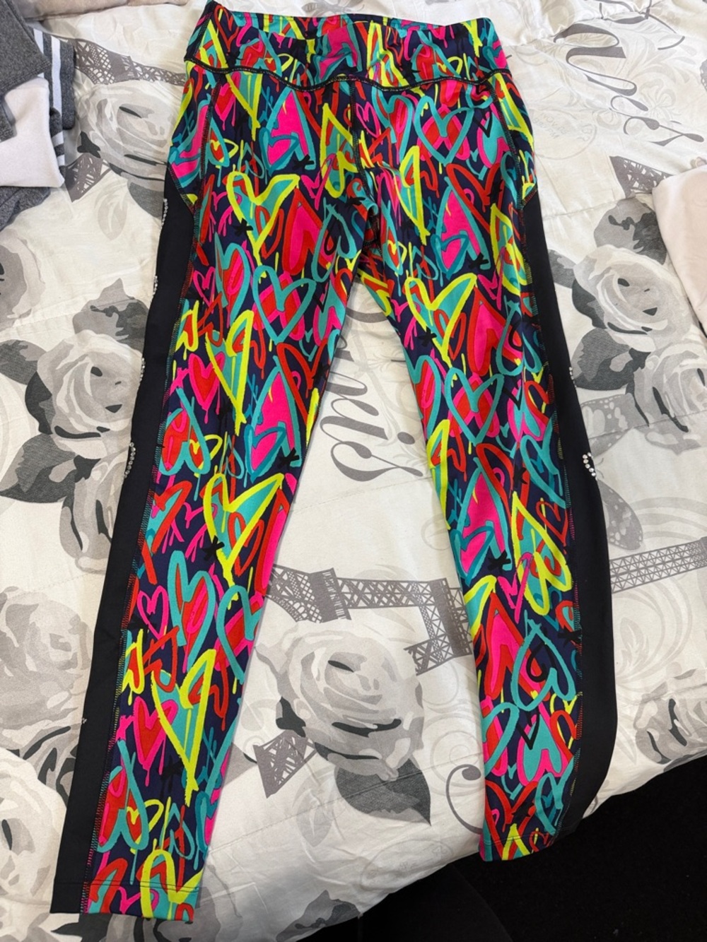 Multicolor Heart-Print Swarovski zumba Leggings